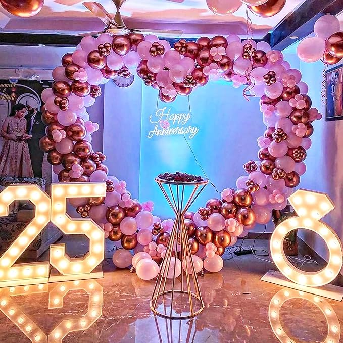 7FT Metal Heart Arch Double Heart Shaped Balloon Stand Wedding Arch for Proposal Ceremony Valentine's Day Birthday Party Baby Shower Decoration (Gold)