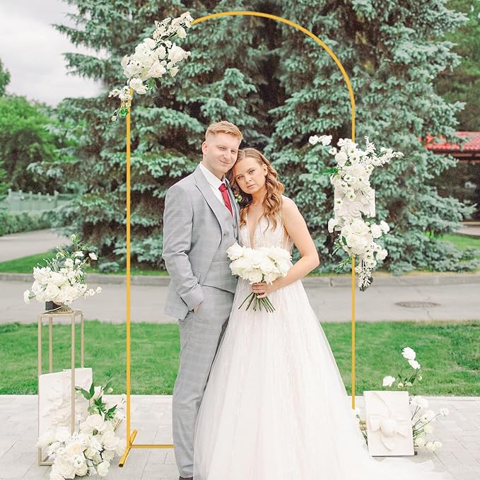 Metal Arch Backdrop Stand and Arch Cover 7.2FT Wedding Arch Stand with Hot Pink Backdrop Cover 2 Sides Spandex Fitted Arched Stands with Covers Set for Bridal Shower Banquet Decorations