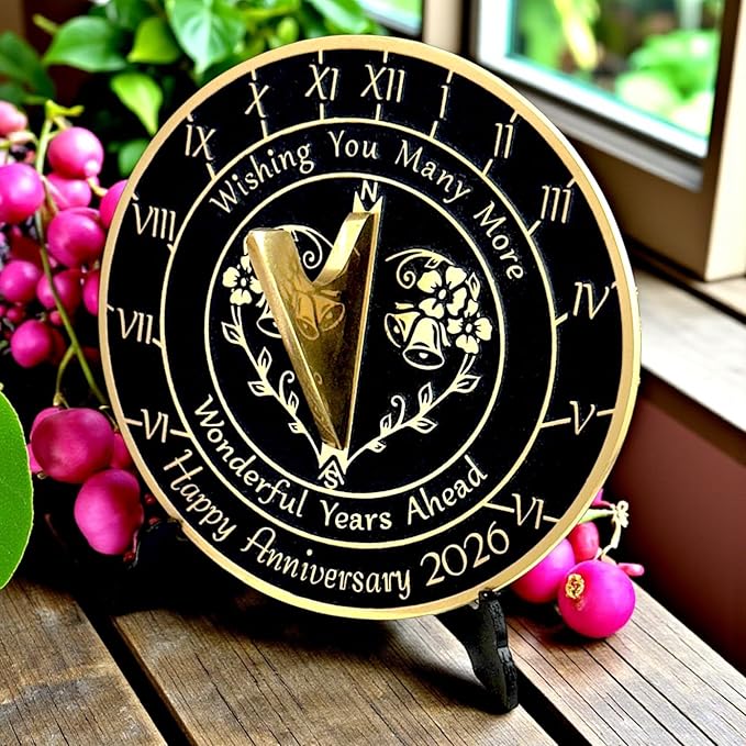 Anniversary Sundial Gift for Any Wedding Anniversary in 2026 - Wonderful Years - Recycled Metal Home Decor Or Garden Present Idea - Handmade in UK for Him, Her Parents Or Couples Celebration