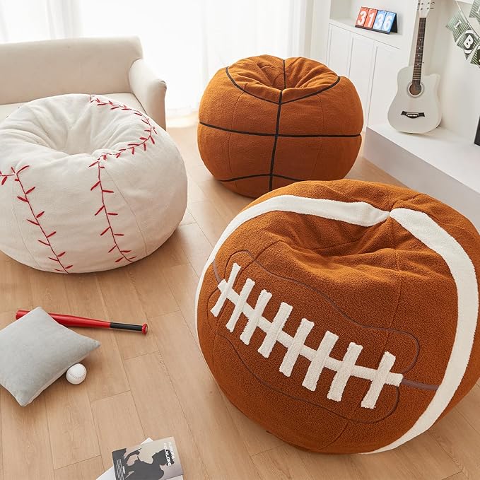 Sports Football Bean Bag Chair – Giant Bean Bag Chairs for Adults and Kids – Filled Plush Lounge Sofa Couch for Living Room, Gaming Room, Office – Perfect for Football Party Decor – 44 Inch