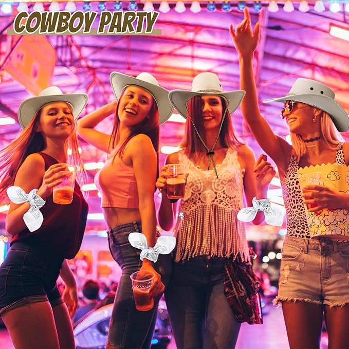 Coume 10 Set Cowboy Hat and Bandana for Women Men 10 Felt Cowgirl Cowboy Hat Bulk 10 Western Bandanas for Adult Costume Party