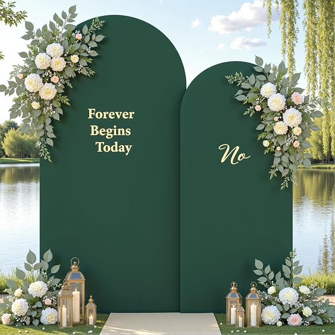Hunter Green Arch Backdrop Cover Set of 2 Spandex 7.2 and 6ft Arch Covers Stretchy Backdrop Birthday Party Arch Stand Covers for Baby Shower Wedding Bridal Shower Banquet Photo Background Decorations