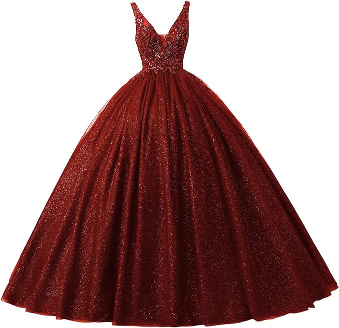 Engerla Women's Beading Sweetheart Ball Gown Tulle Layed Long Quinceanera Dress