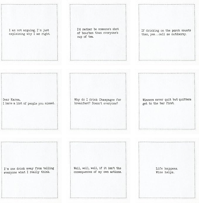 Five Star Funny Snarky Quotes | White Cotton Cocktail Napkins | 50 Luxury Disposable Beverage Napkins with Witty Bar Quotes | Drink Napkins for Parties, Bars, Weddings & Game Nights