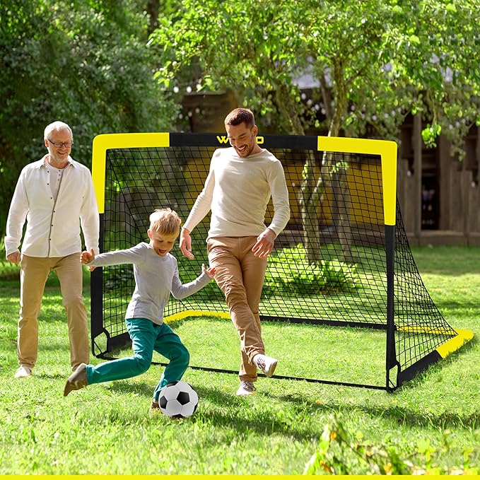 Kids Soccer Goals for Backyard Set of 2, 6x4 ft Portable Toddler Soccer Goal Training Equipment with Soccer Target, Ball, Cones, Soccer Net for Kids Age 3-5 6-8 8-12 10-12-14 Outdoor Sports Games Gift