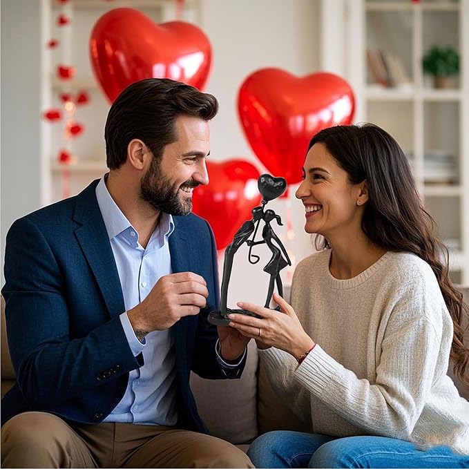 Kissing Couple Small Statue Cast Iron Sculpture Decor, Valentines Gifts for Her Wife Him, Wedding Anniversary Romantic Gifts for Couple Women Men Wife Husband Girlfriend Birthday