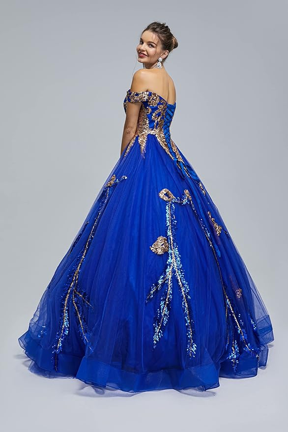 Engerla Women's Beading Sweetheart Ball Gown Tulle Layed Long Quinceanera Dress