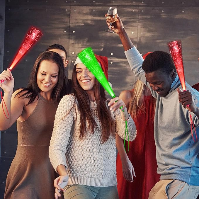 48 PCS Red Green Glow Fiber Wands Sticks LED Light Wands 3 Modes Flashing Fiber Optic Light Rod Bulk Fiber Optic Wands for Clubs Bar Birthday Concert