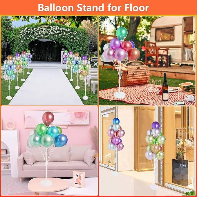 4 Sets of Balloon Stand Kit - 62in Balloon Stands with Base, Balloon Sticks, Decorations for Party Birthday Wedding Baby Shower Gender Reveal Graduation