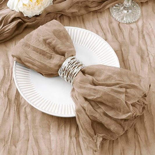50 Pack Nude Cheesecloth Napkins Spring Cloth Napkins Set of 50 Coffee Dinner Napkins Bulk 21x21 Inches for Wedding Bridal Shower Baby Shower Valentine's Day