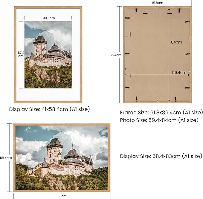 Axeman A1 Picture Frame, Solid Oak Wood Picture frame, Natural Oak 1 PC