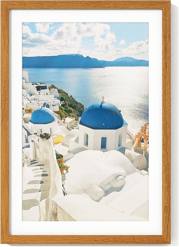 Axeman 13x19 Poster Frame - Solid Teak Wood 13x19 Picture Frame With Mat for 11x17, 13''x19'' Wood Frame, Tempered Glass Home Decor Hanging Frame, Natural Teak