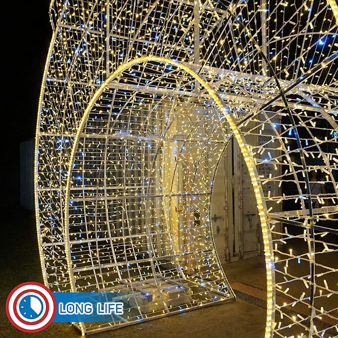 Russell Decor 200ft/60m Led Rope Lights Lamps Kit Indoor Outdoor Decorative Lighting for Party Wedding Trees Backyard Patio Deck Bright Flexible String Tube Lights Waterproof- Warm White