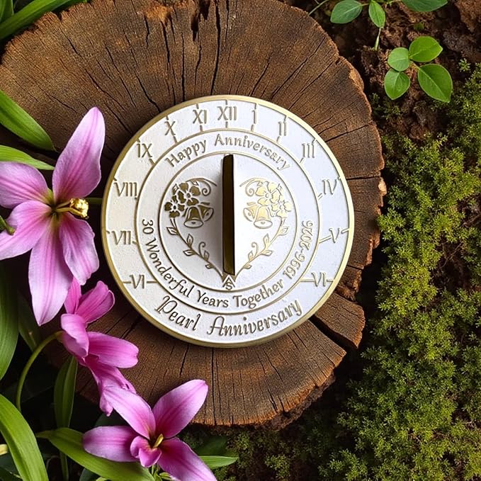 Anniversary Sundial Gift for 30th Pearl Wedding Anniversary in 2026 - Recycled Metal Home Decor Or Garden Present Idea - Handmade in UK for Him, Her Parents Or Couples 30 Year Celebration