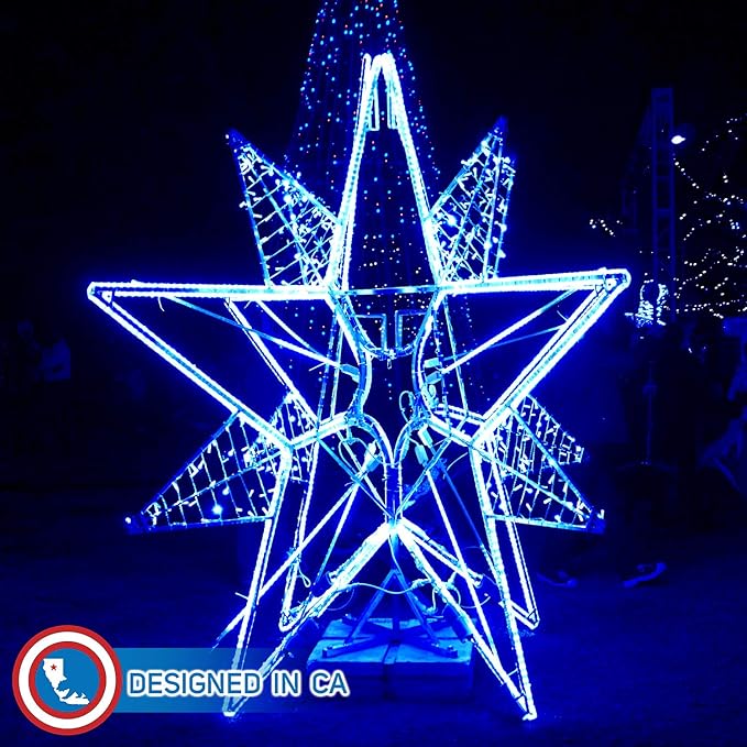 Russell Decor 100ft/30m Led Rope Lights Lamps Kit Indoor Outdoor Decorative Lighting for Party Wedding Trees Backyard Patio Deck Bright Flexible String Tube Lights Waterproof- Blue