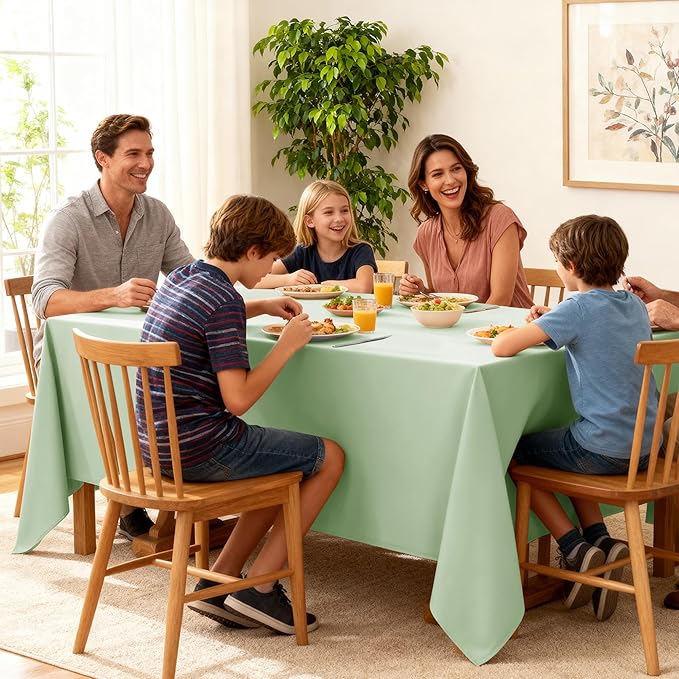 6-Pack Sage Green Tablecloths for Square Tables, 54 x 54 Inches, Stain-Resistant Polyester Fabric for 2 Foot Tables - Washable Table Covers for Weddings, Banquets, Birthday Parties, Events