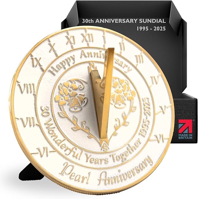 Anniversary Sundial Gift for 30th Pearl Wedding Anniversary in 2025 - Recycled Metal Home Decor Or Garden Present Idea - Handmade in UK for Him, Her Parents Or Couples 30 Year Celebration
