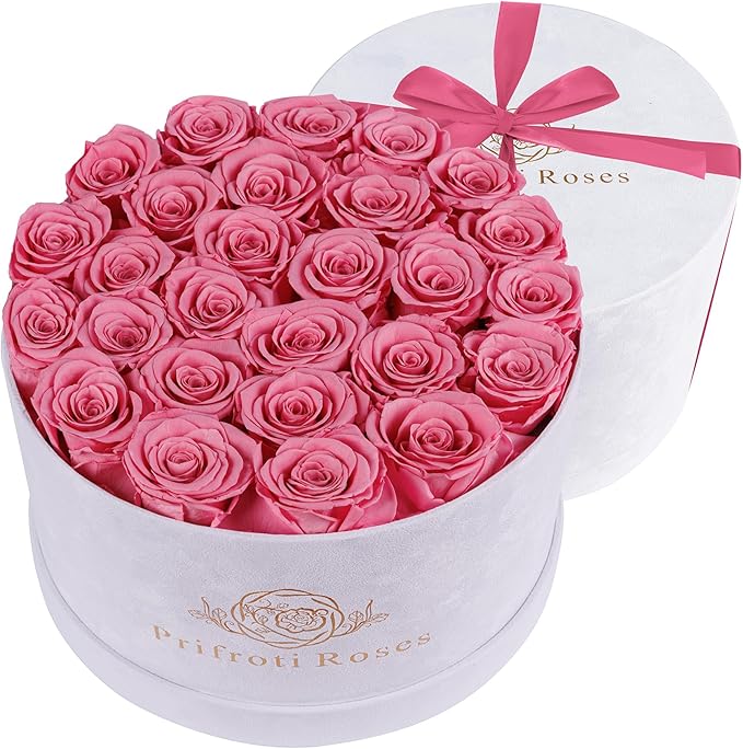 27 Flowers in a Luxury Suede Box, Birthday Gifts for Women, Preserved Flowers, Mothers Day Roses Gift for Mom, Light Pink