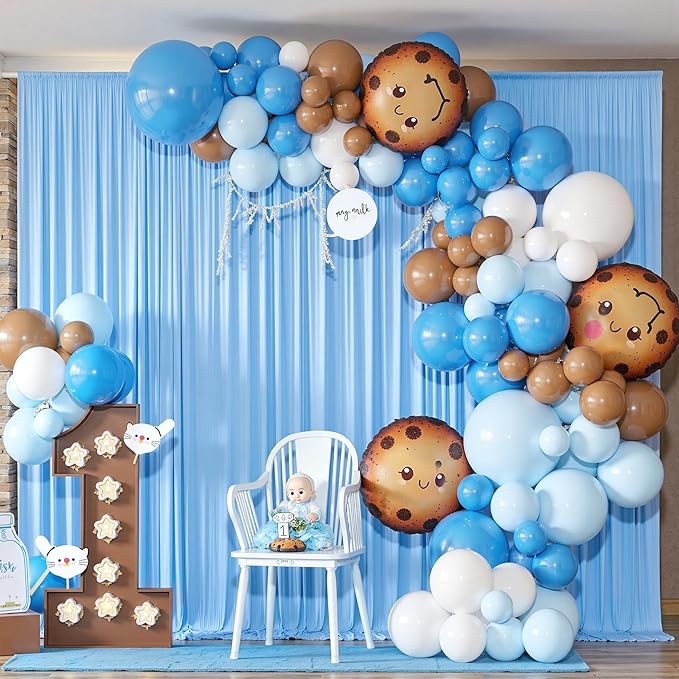 30 ft x 10 ft Wrinkle Free Baby Blue Backdrop Curtains for Parties, 6 Panels 5 ft x 10 ft Polyester Light Blue Photo Backdrop Drapes for Birthday Wedding Party Baby Shower Photography