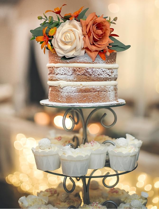 CherishedMoments 3Pcs Cake Topper Set, Wedding Artificial Flowers Decor Straw Yellow Sunflower Scheme Cake Topper Decorations for Wedding Ceremony Anniversary, Party Decor