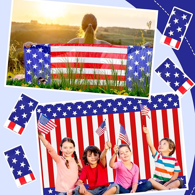 30 Pieces 4th of July Tablecloths 54 x 108 Inch Red White and Blue American Flag Disposable Plastic Table Covers Patriotic Party Supplies Decor for Memorial, Independence, Veterans Day