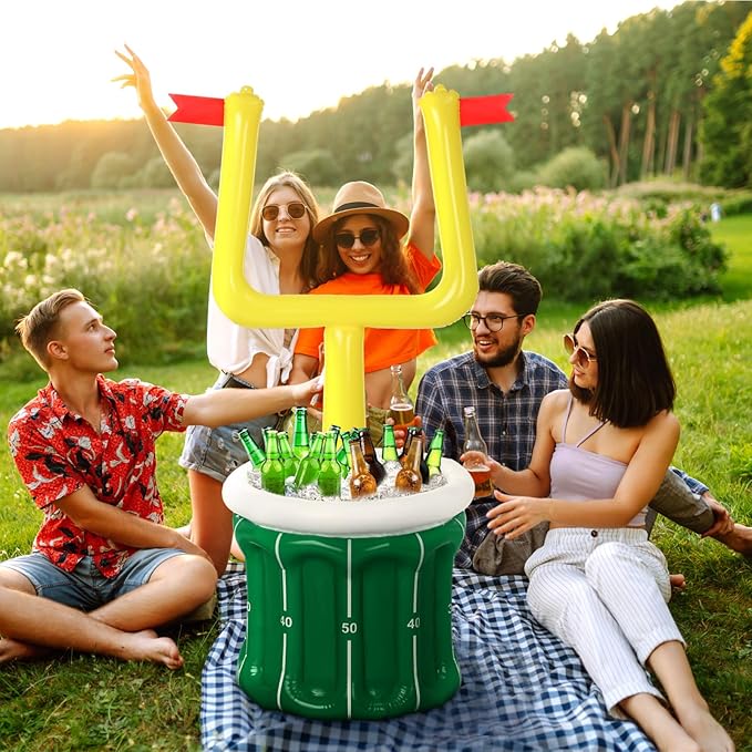 Bencailor 2 Pcs Inflatable Football Cooler for Parties Blow up Drink Rugby Cooler Party Decorations Football Party Supplies Inflatable Ice Bucket for Game Day Picnic Beer