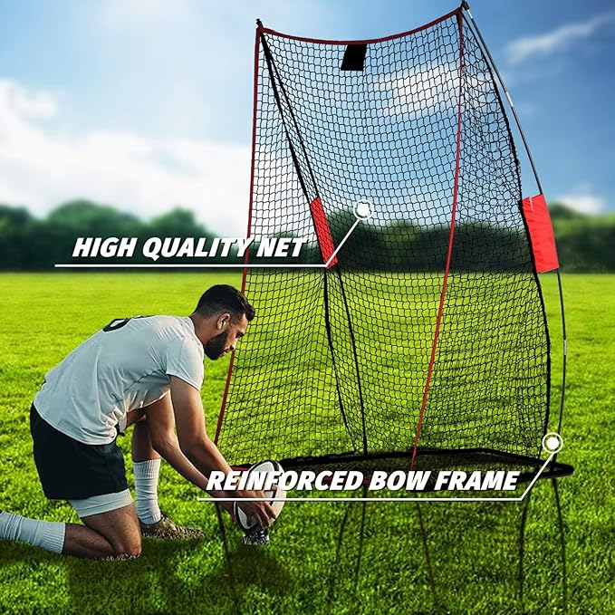 Football Kicking Cage Net - Heavy Duty Portable Training Net with Steel Frame for Backyard Indoor Outdoor Field Goal Training & Punting Passing Kicking Practice - Kids & Adults Use