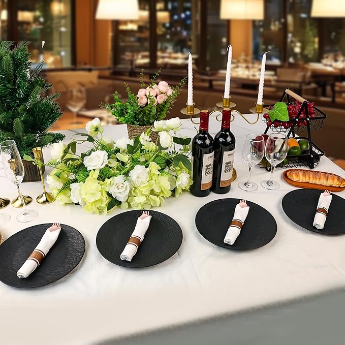 800 PCS Pre Rolled Cutlery Sets, Premium Rose Gold Plastic Flatware Set Wrapped in Napkin, Disposable Cutlery Set with 200 Forks, 200 Knives, 200 Spoons, 200 Napkins for Upscale Wedding, Party, Dinner