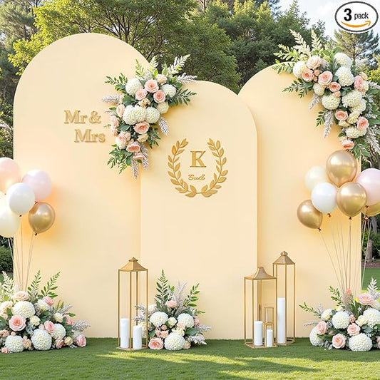 Champagne Arch Covers 3 Set - 4FT, 5FT, 6FT Arch Backdrop Cover Spandex Fitted Wedding Arch Stand Covers for Bridal Shower Wedding Baby Shower Birthday Party Banquet Photo Background Decorations