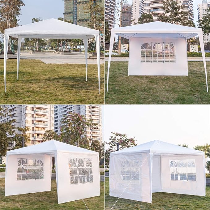 Party Tent, Tents for Parties, Outdoor Wedding Tent Birthday Tent Event Tent Patio Gazebo Carport Canopy Shade, Canopy Tent with Removable Sidewalls & Transparent Window (10'x10'/3 Sidewalls White)