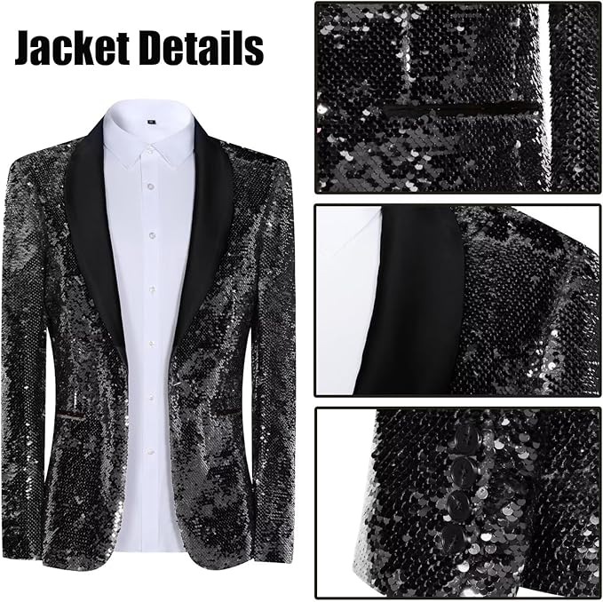 High-End Suits Sequins Men Tuxedo Sparkly Shawl Lapel Homecoming Suit Glitter 2 Pieces Party Prom Festival Blazer Pants