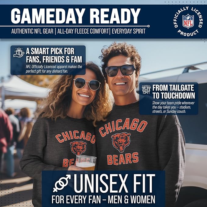 Team Fan Apparel NFL Adult Gameday Football Crewneck Sweatshirt - Cotton Blend - Stay warm, comfortable & stylish on game day