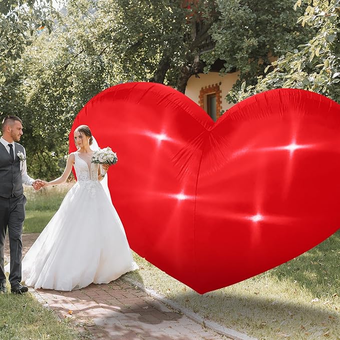 7 Ft Valentine Inflatables Heart Outdoor Decorations with LED Lights, Red Valentines Giant Heart Blow Up Yard Decorations, Romantic Inflatable Decor for Valentines Day Wedding Anniversary Yard Garden