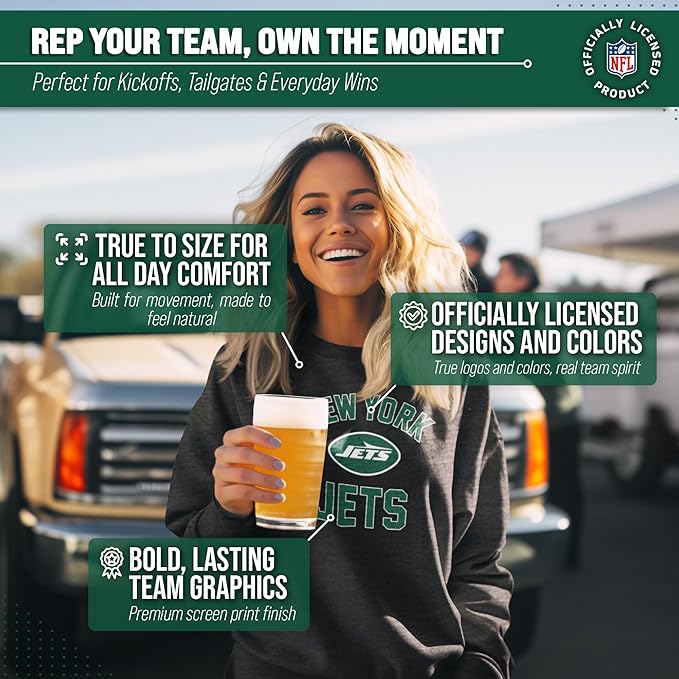 Team Fan Apparel NFL Adult Gameday Football Crewneck Sweatshirt - Cotton Blend - Stay warm, comfortable & stylish on game day