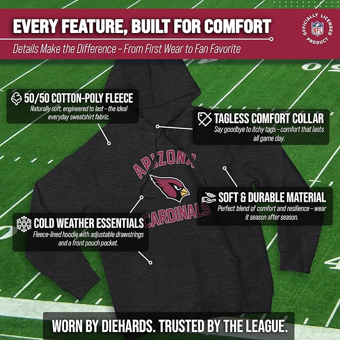 Team Fan Apparel NFL Adult Gameday Hooded Sweatshirt - Poly Fleece Cotton Blend - Stay Warm and Represent Your Team in Style