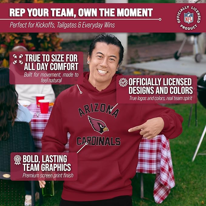 Team Fan Apparel NFL Adult Gameday Hooded Sweatshirt - Poly Fleece Cotton Blend - Stay Warm and Represent Your Team in Style