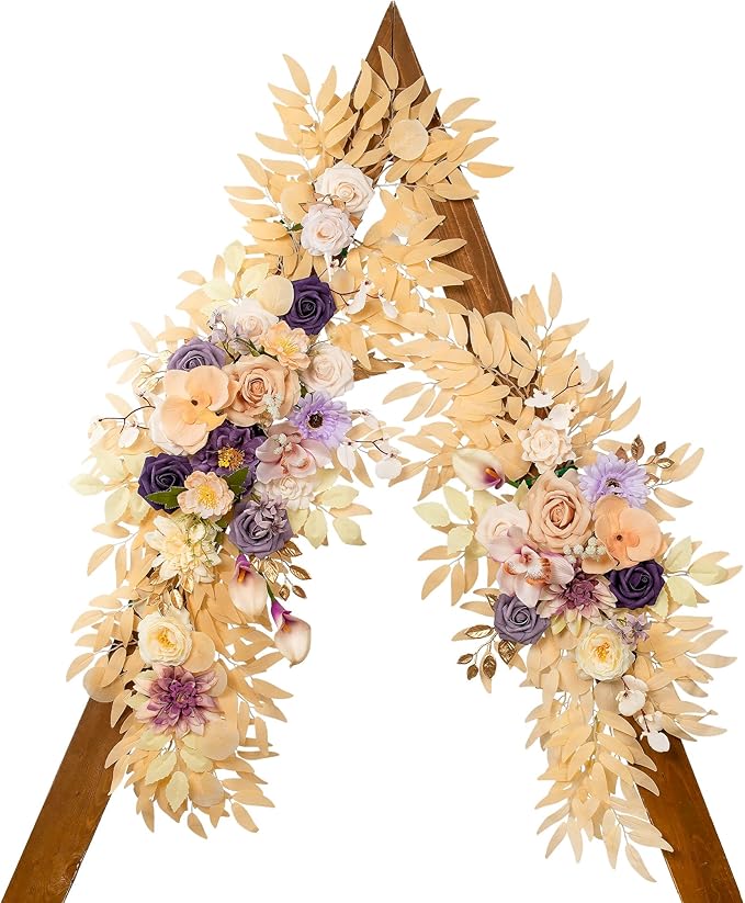 Wedding Arch Flowers, Artificial Flowers for Decoration, Large Flower Swag for Boho Styles Wedding Ceremony Floral Decor - Pack of 2