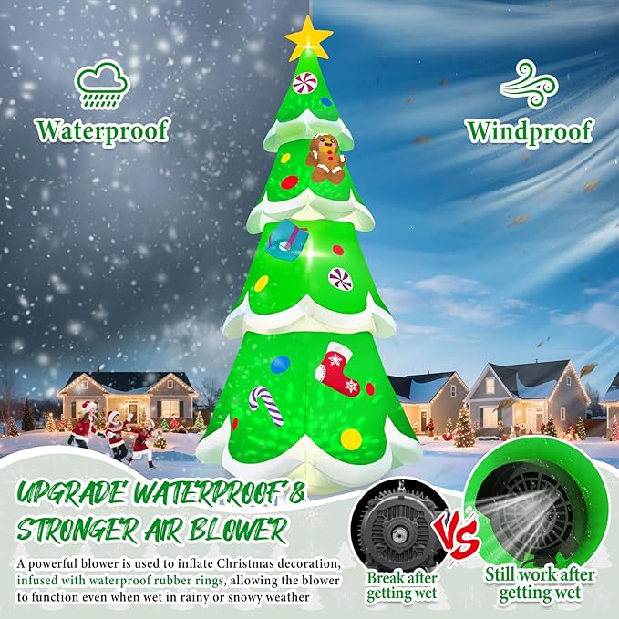 20FT Christmas Tree Inflatable with LED Light, Kalolary Giant Christmas Yard Inflatables Outdoor Xmas Blow-Up Outdoor Decoration for Holiday Party Courtyard Lawn Shopping Mall Street
