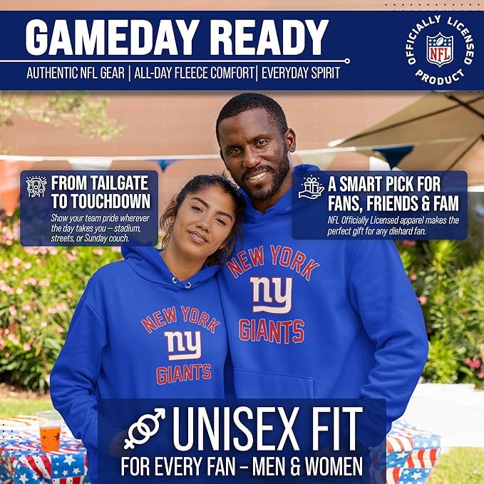 Team Fan Apparel NFL Adult Gameday Hooded Sweatshirt - Poly Fleece Cotton Blend - Stay Warm and Represent Your Team in Style