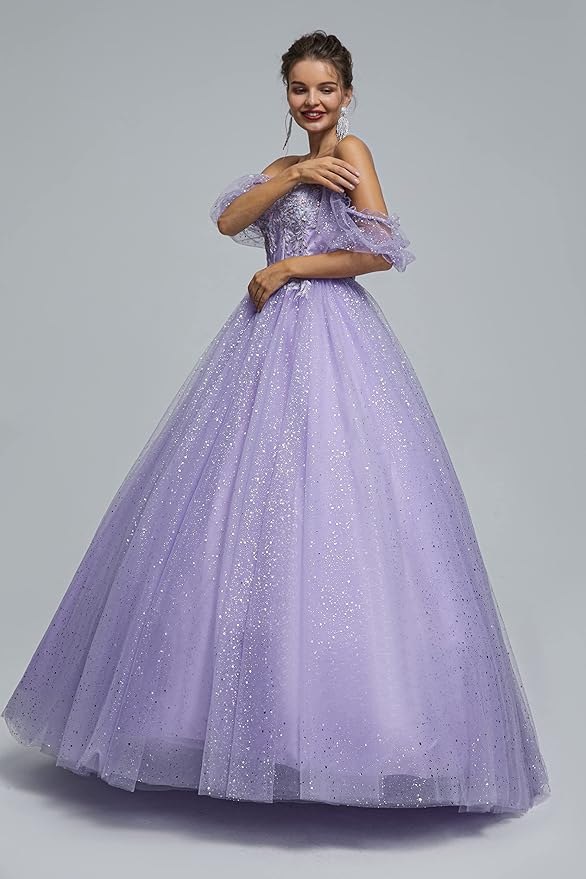 Engerla Women's Beading Sweetheart Ball Gown Tulle Layed Long Quinceanera Dress