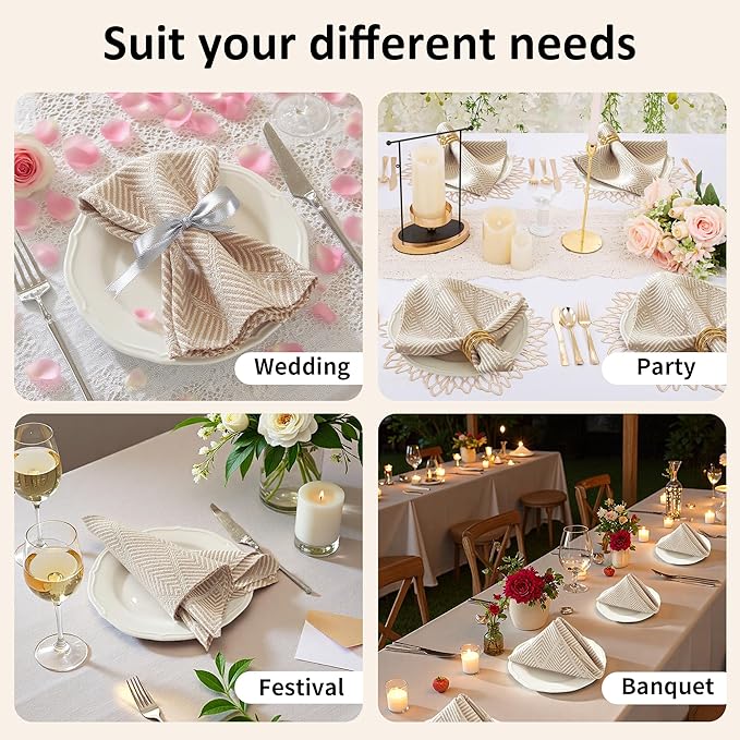 Cloth Napkins Set of 24 Reusable Bohemian,UWWGKK 17x17 Inch Napkins Cloth Washable for Dinner, Restaurant,Wedding,Hotel