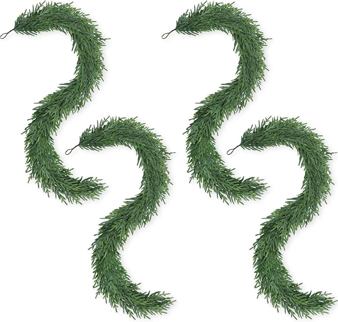 Artgar 24Ft (4 * 6ft) Christmas Pine Garland, 4 Pcs Real Touch Pine Garland, Artificial Realistic Greenery Garlands for Mantle Table Stair Window Porch Indoor Outdoor Winter Xmas Holiday Decorations