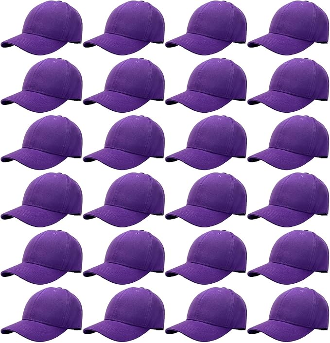 Falari 24/144 Pack Unisex Baseball Cap Bulk Wholesale Plain Blank Hat Adjustable Size
