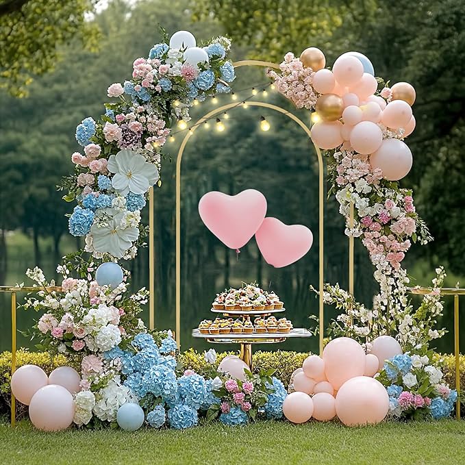 Babenest Gold Arch Backdrop Stand Set of 2, 6.6FT/7.2FT Metal Arch Wedding Stand, Balloon Arch Frame for Ceremony Birthday Party Bridal Baby Shower Banquet Decoration (7.2FTx4FT,6.6FTx3FT)