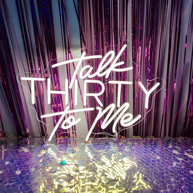 Talk Thirty To Me Neon Signs for Wall Decor,Happy Birthday Neon Signs for Bedroom Wall with Dimmable Switch for Any Age Children's Room,Party,Christmas,Wedding Decoration,SIGNVIA,40 * 38cm