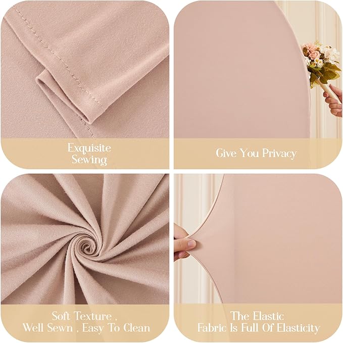 Boho Arch Backdrop Cover 6FT 5FT 4FT Stretchy Wedding Arch Covers Set of 3 Spandex Fitted Nude Champagne Cream Fabric Backdrop Cover for Party Baby Shower Birthday Decoration