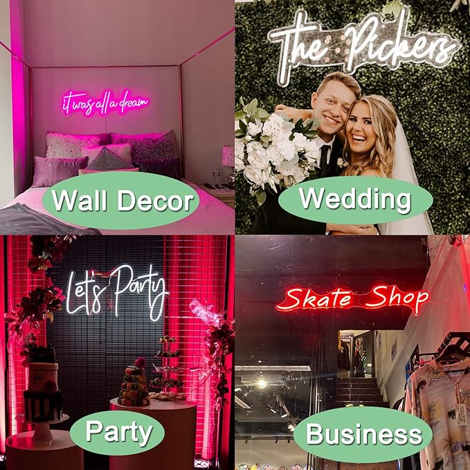 Custom Neon Sign, Personalized LED Light up Name Logo Neon Signs Customizable for Kids Boys Girls Room Bedroom Wall Decor, Wedding Birthday Party, Bar Shop Office, Gift (14-60 inch Large)