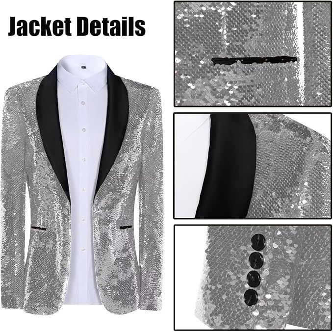 High-End Suits Sequins Men Tuxedo Sparkly Shawl Lapel Homecoming Suit Glitter 2 Pieces Party Prom Festival Blazer Pants