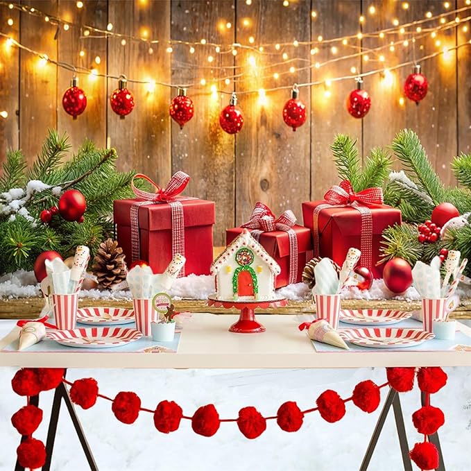 Baocicco 10x8ft Merry Photo Background for Christmas Party Decorations Red Baubles Merry Xmas Trees Banner Backdrop Winter Holiday Party Decorations Banner Baby Shower Photo Studio