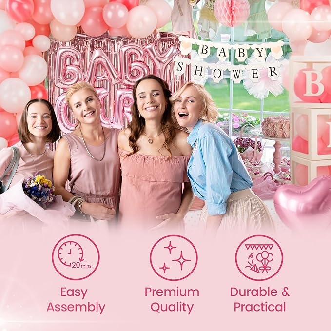 Pink Baby Shower Decorations for Girl - All-in-One inclusive JUMBO Decor Set